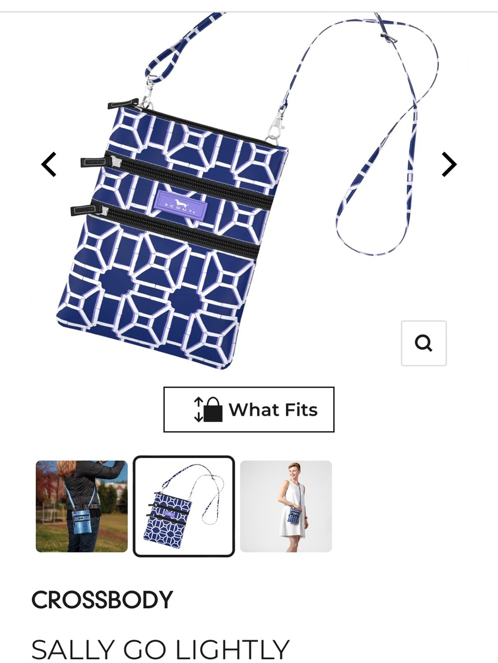 Scout Sally Go Lightly crossbody bag in Lattice Knight navy & white print - Picture 4 of 5